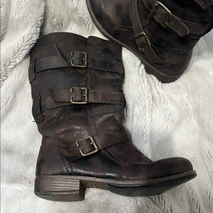 Ruff Hewn Brown Side Buckle Boots for Women